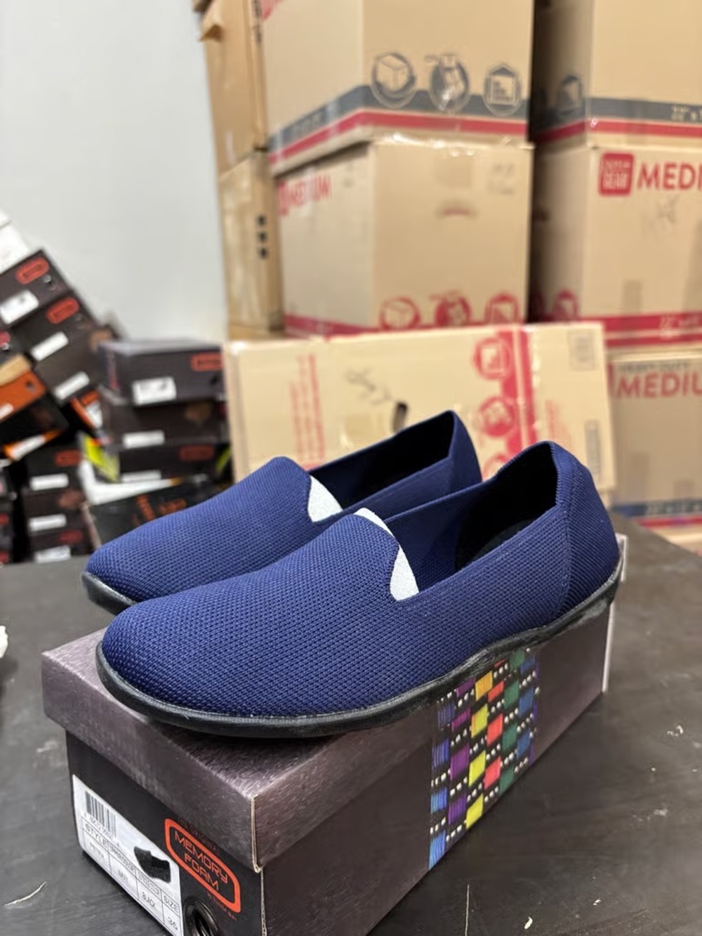 Men's Navy Slip-On Knit Loafers